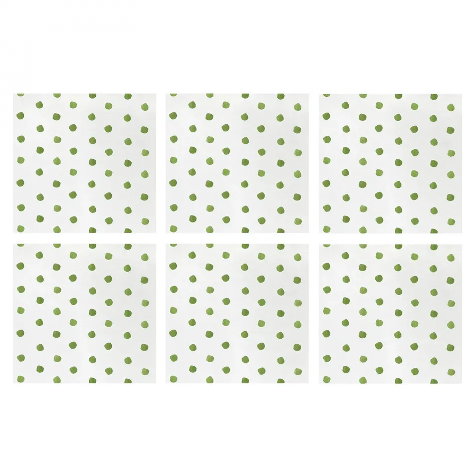 Papersoft Napkins Dot Green Cocktail Napkins (Pack of 20) - Set of 6 5"Sq (Folded) 10"Sq (Flat)