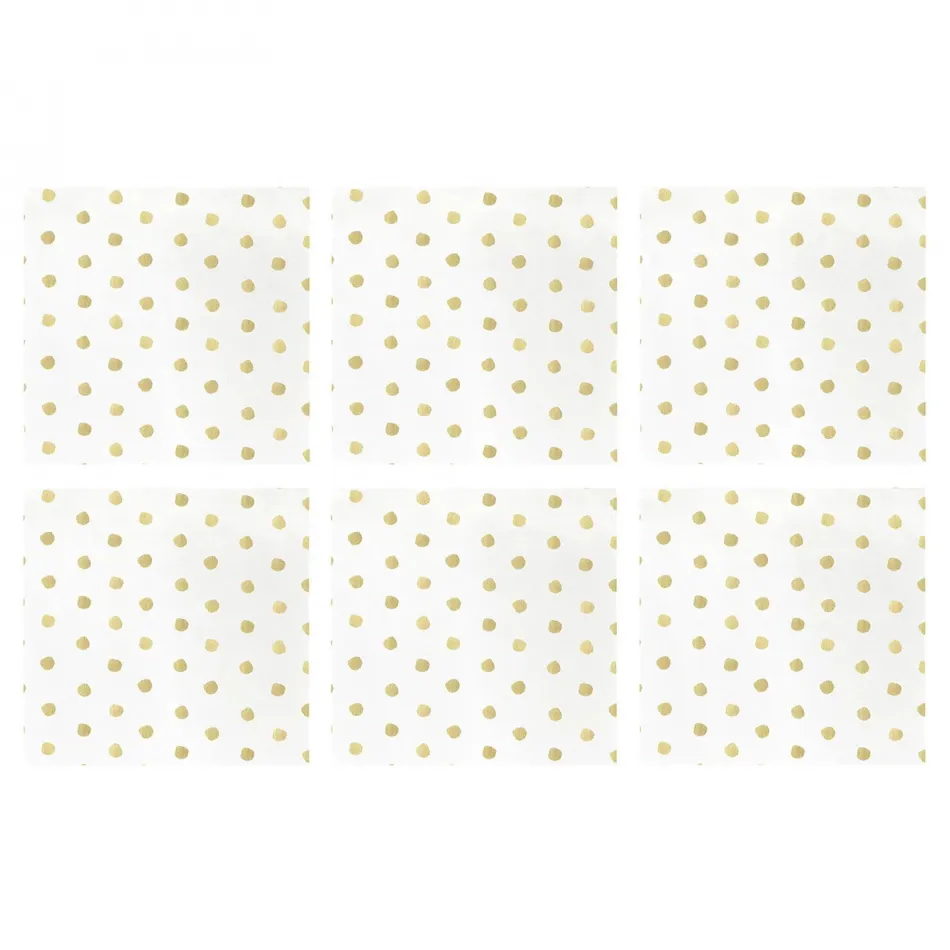 Papersoft Napkins Dot Linen Cocktail Napkins (Pack of 20) - Set of 6 5"Sq (Folded) 10"Sq (Flat)