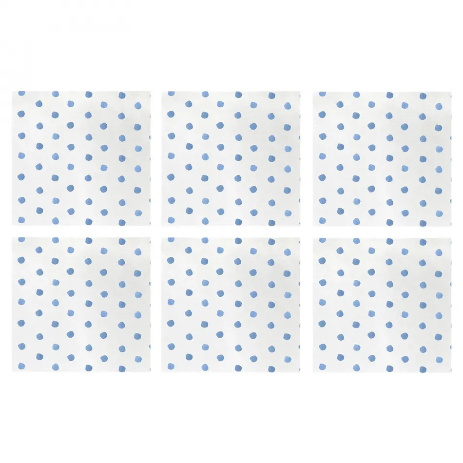 Papersoft Napkins Dot Light Blue Cocktail Napkins (Pack of 20) - Set of 6 5"Sq (Folded) 10"Sq (Flat)