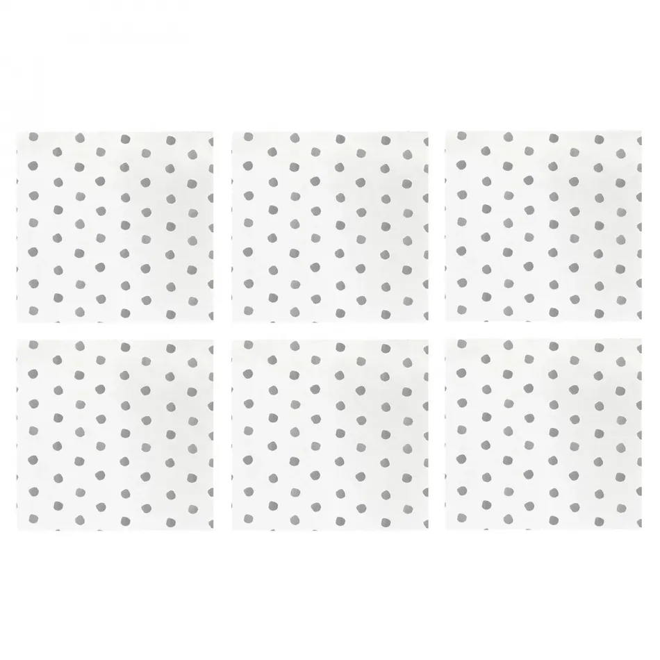 Papersoft Napkins Dot Light Gray Cocktail Napkins (Pack of 20) - Set of 6 5"Sq (Folded) 10"Sq (Flat)