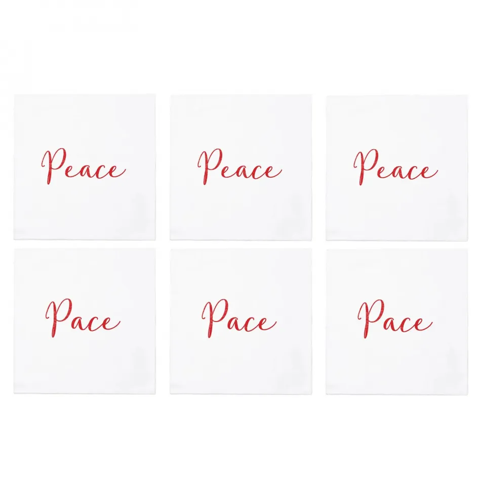 Papersoft Napkins Peace/Pace Cocktail Napkins (Pack of 20) - Set of 6 5"Sq (Folded) 10"Sq (Flat)