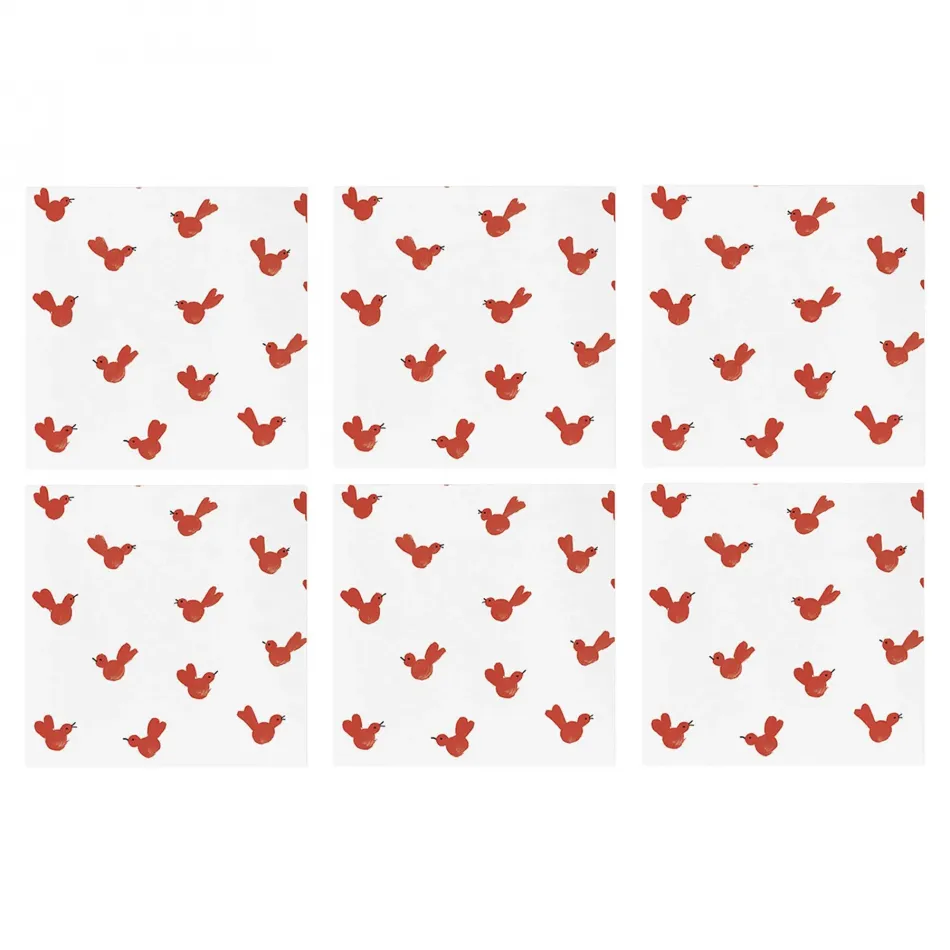 Papersoft Napkins Red Bird Cocktail Napkins (Pack of 20) - Set of 6 5"Sq (Folded) 10"Sq (Flat)