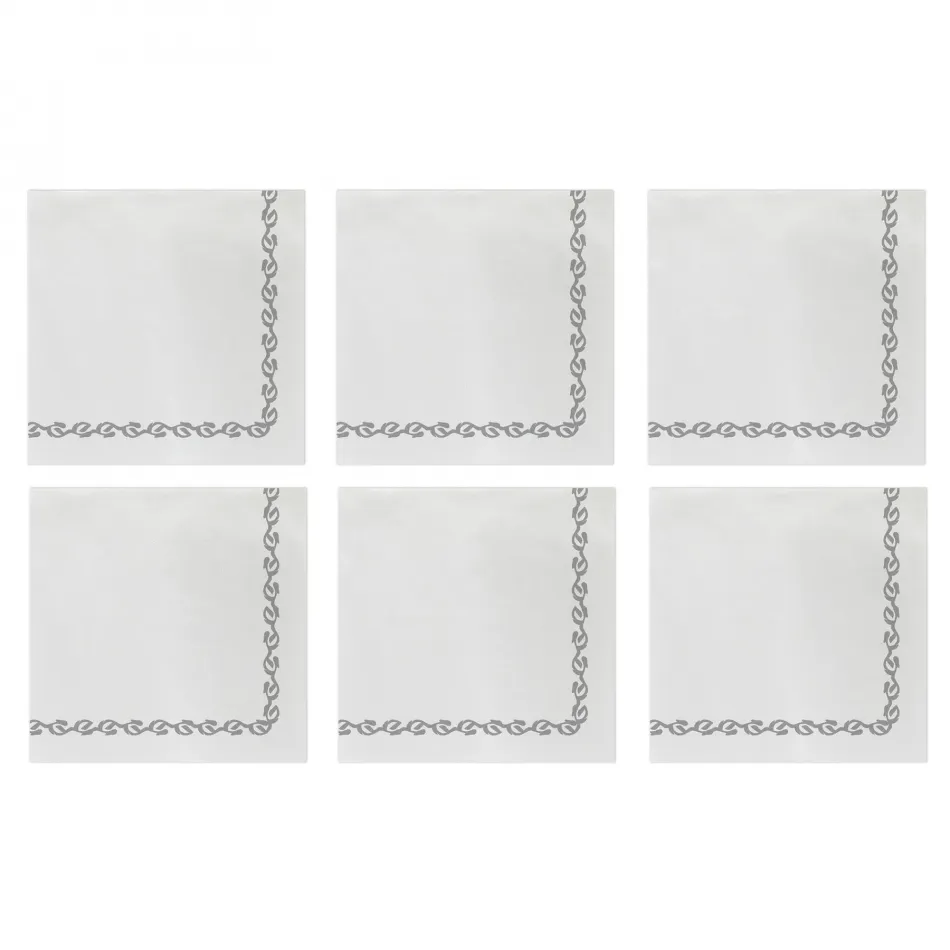 Papersoft Napkins Florentine Light Gray Cocktail Napkins (Pack of 20) - Set of 6