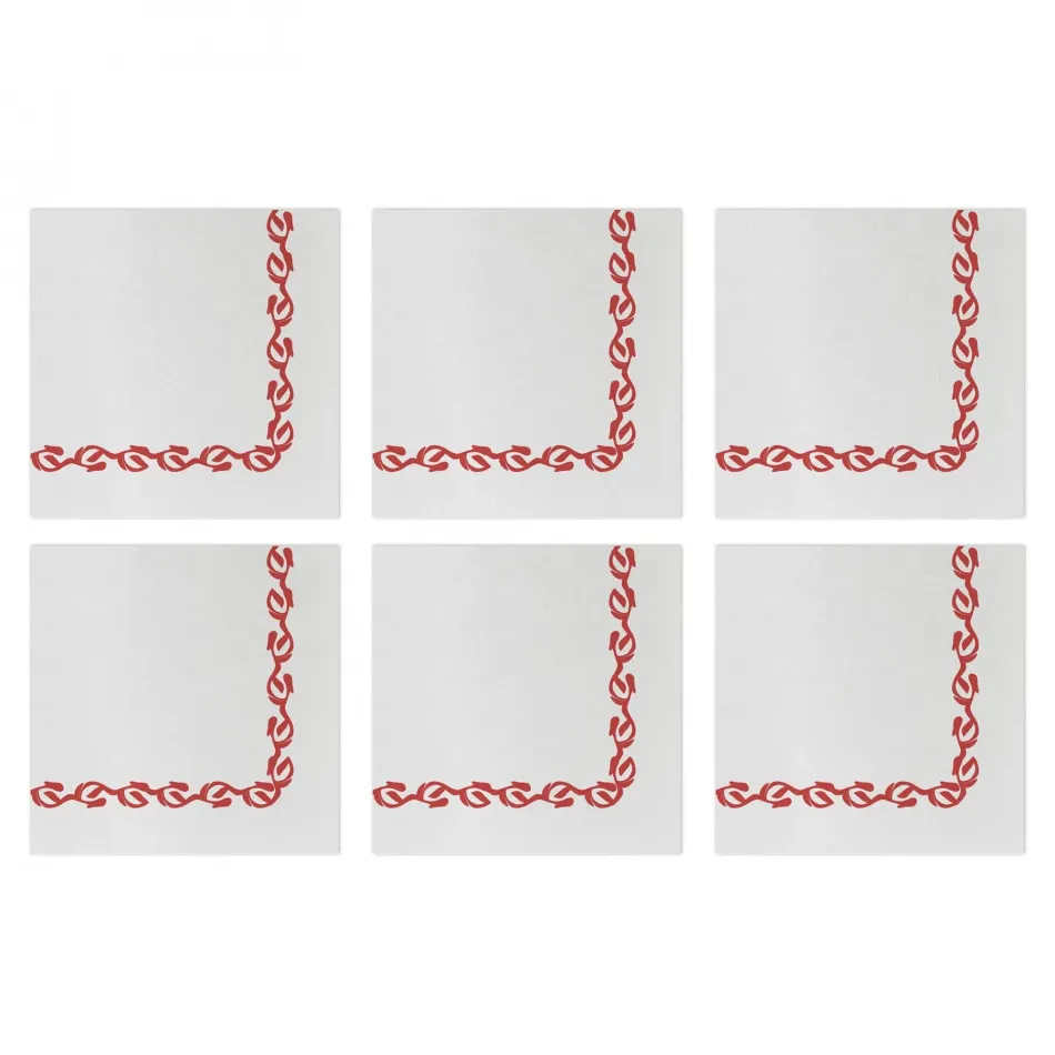 Papersoft Napkins Florentine Red Cocktail Napkins (Pack of 20) - Set of 6 5"Sq (Folded) 10"Sq (Flat)