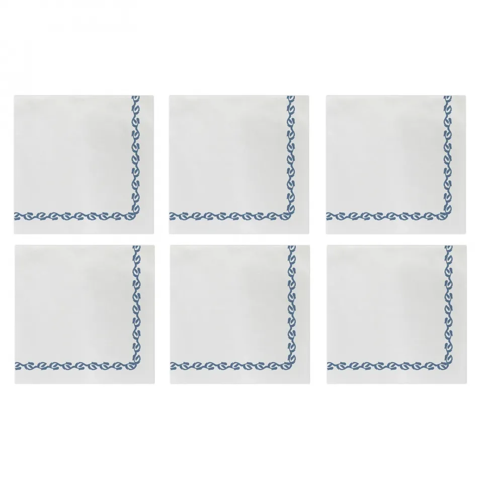 Papersoft Napkins Florentine Blue Cocktail Napkins (Pack of 20) - Set of 6