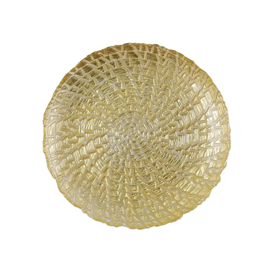 Rufolo Glass Gold Crocodile Salad Plate 8.5"D