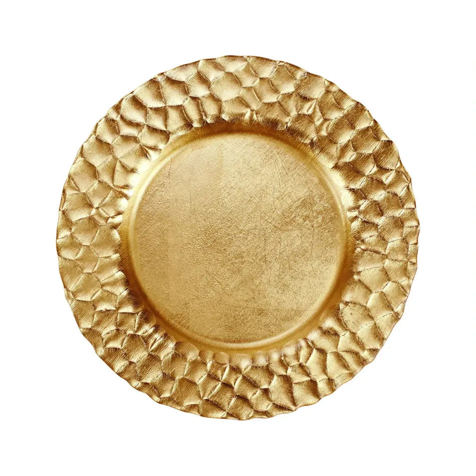 Rufolo Glass Gold Honeycomb Service Plate/Charger 13"D
