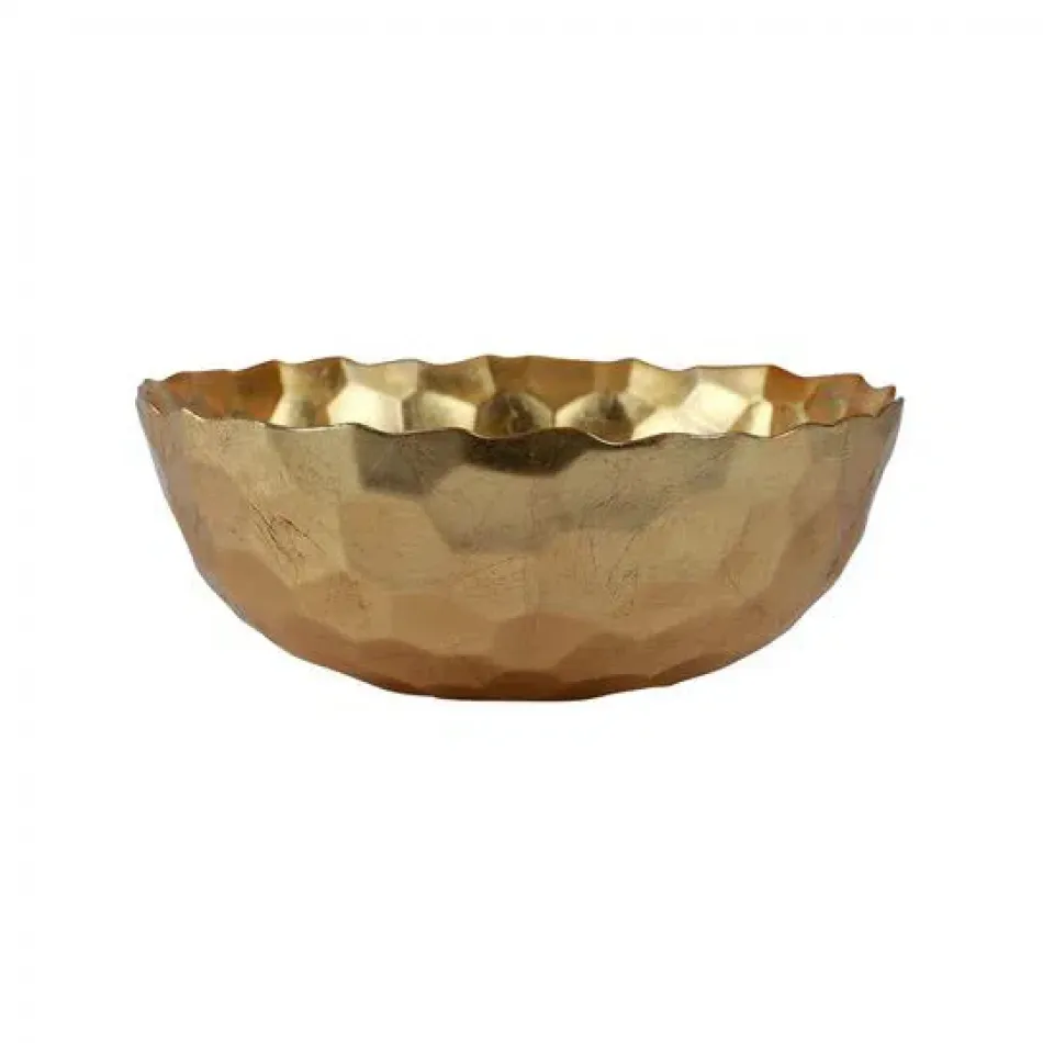 Rufolo Glass Gold Honeycomb Large Bowl 10"D, 4"H