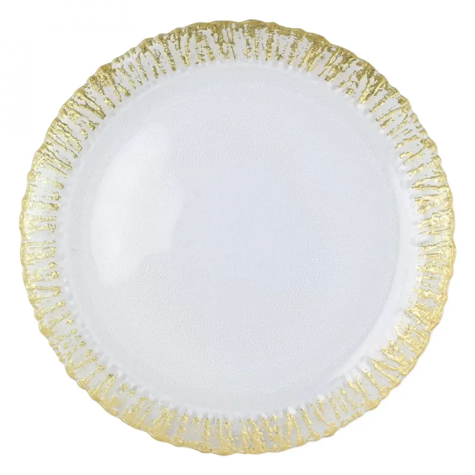 Rufolo Glass Gold Round Platter 13.25"D