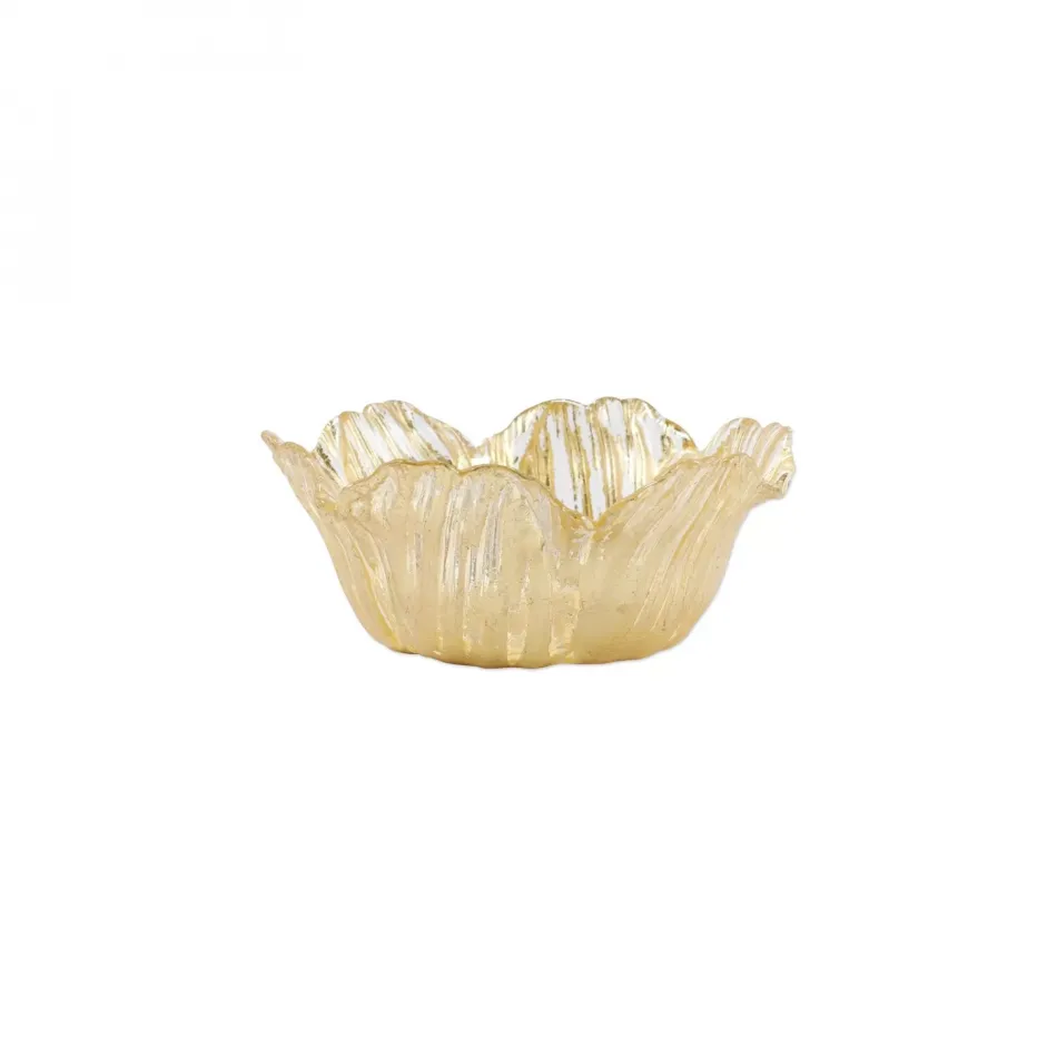 Rufolo Glass Gold Flower Small Bowl 5.75"D, 2.25"H