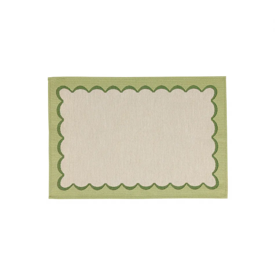 Tavola Green Scalloped Placemats - Set of 4 19"L, 13"W