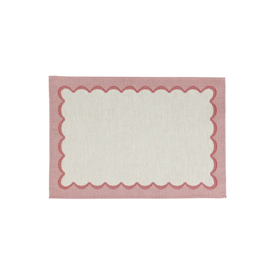 Tavola Pink Scalloped Placemats - Set of 4 19"L, 13"W