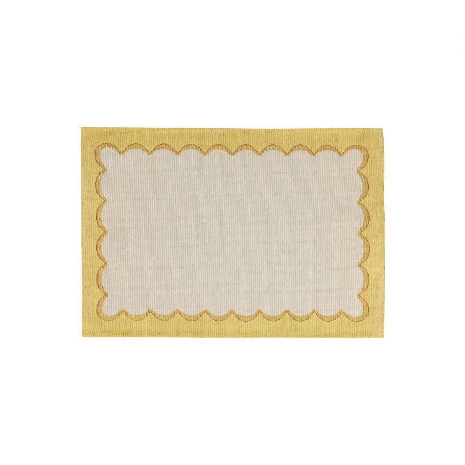 Tavola Yellow Scalloped Placemats - Set of 4 19"L, 13"W