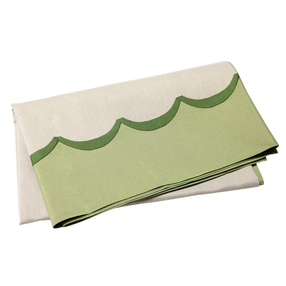 Tavola Green Scalloped Tablecloth 102"L, 63"W