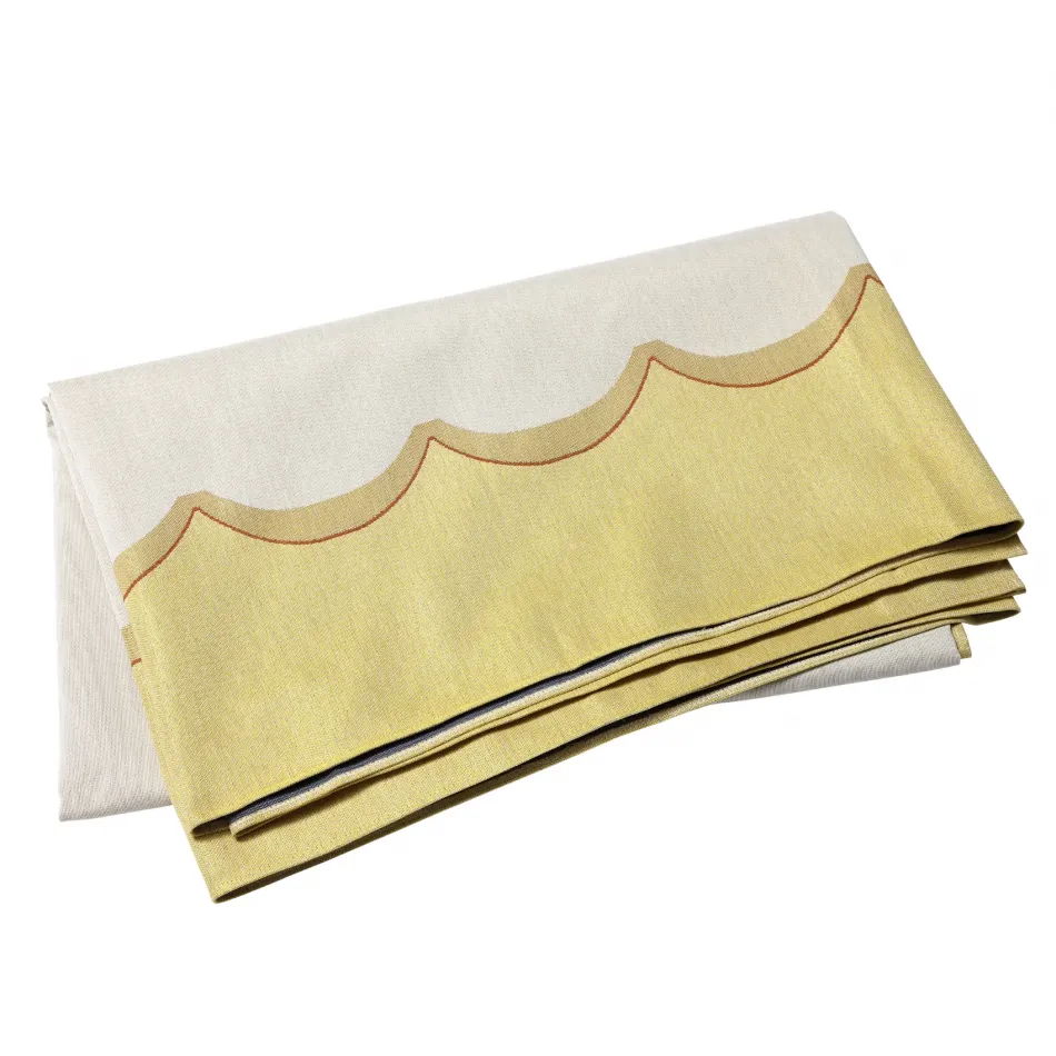 Tavola Yellow Scalloped Tablecloth 102"L, 63"W