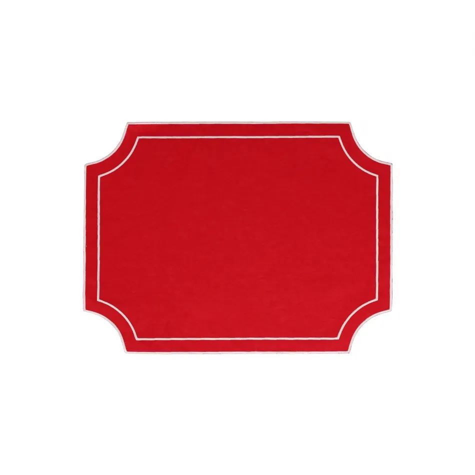 Tessuti Red Rectangular Placemats with White Stitching - Set of 4 18.75"L, 14"W