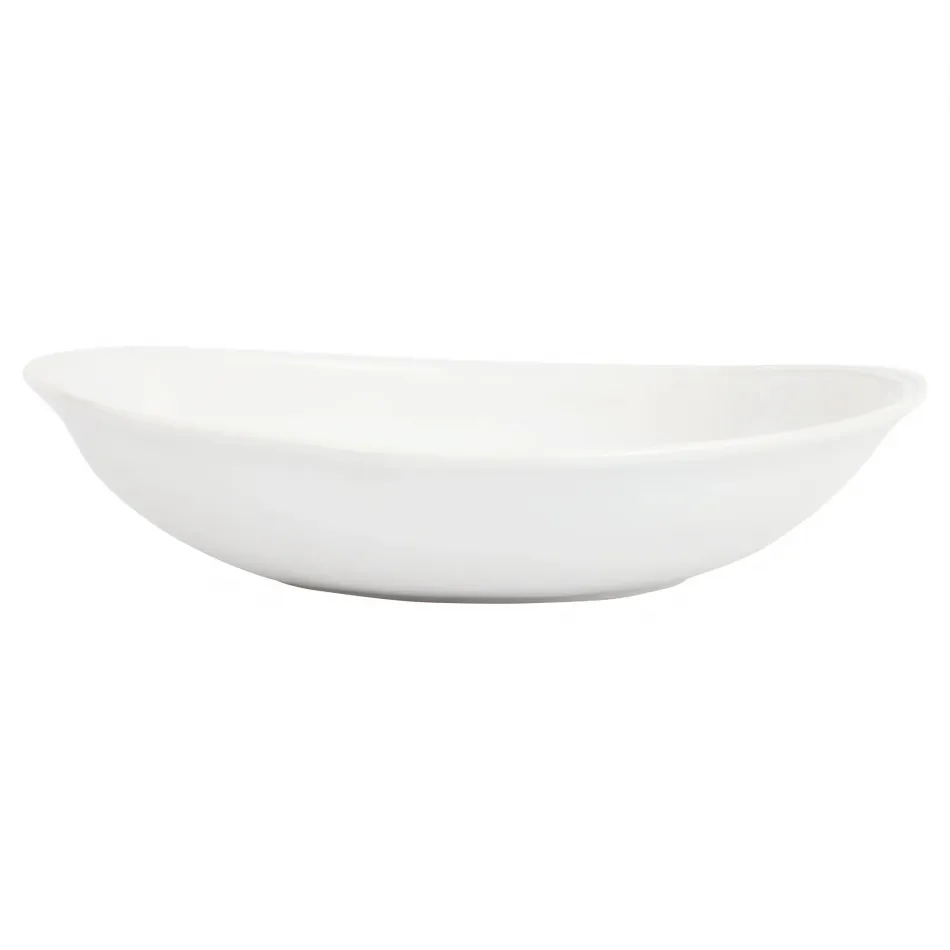 Aria White Oval Shallow Bowl 12"L, 10.5"W, 2.75"H