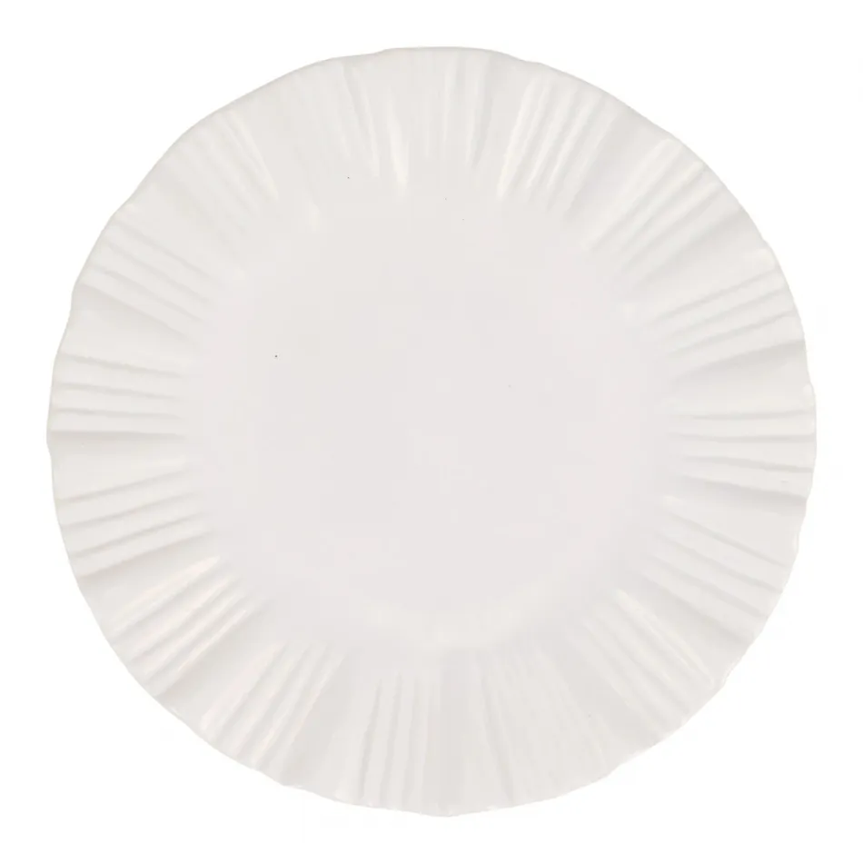 Bari White Small Round Platter 12"D