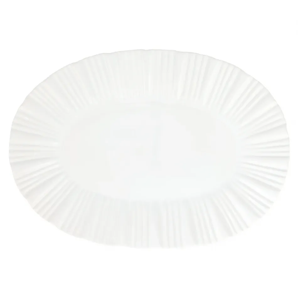 Bari White Oval Platter 14.25"L, 10"W