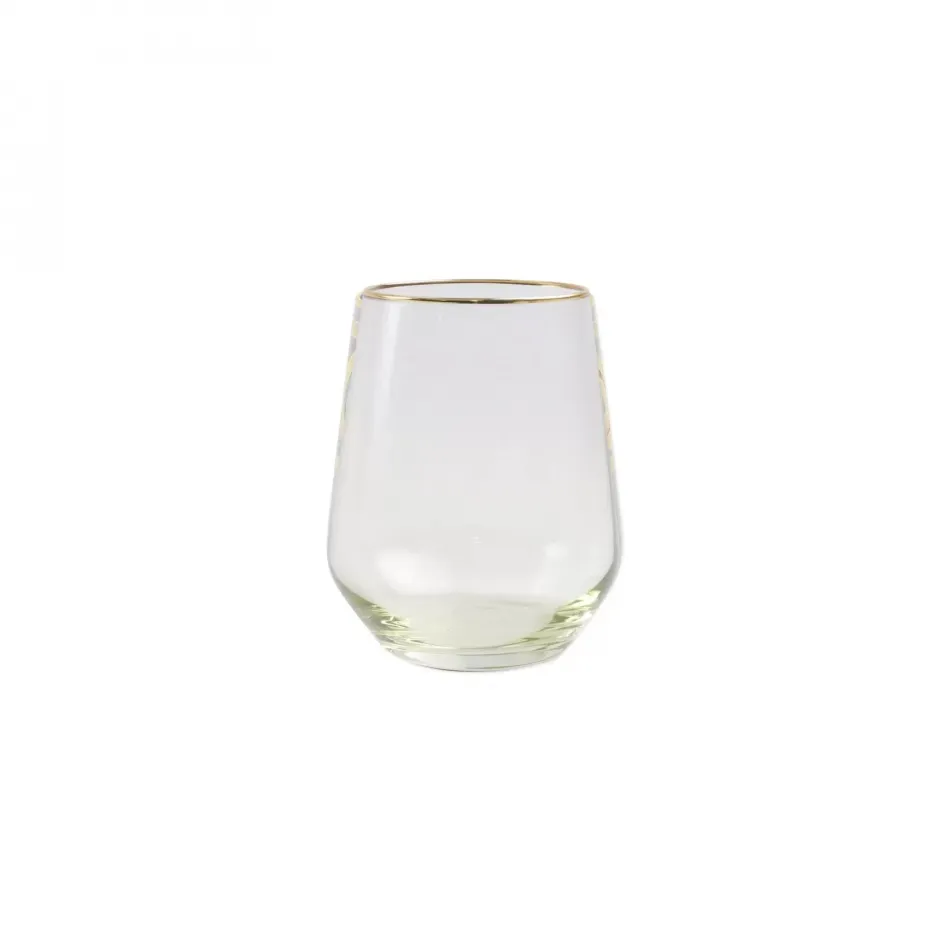 Rainbow Green Stemless Wine Glass 4.25"H, 14 oz