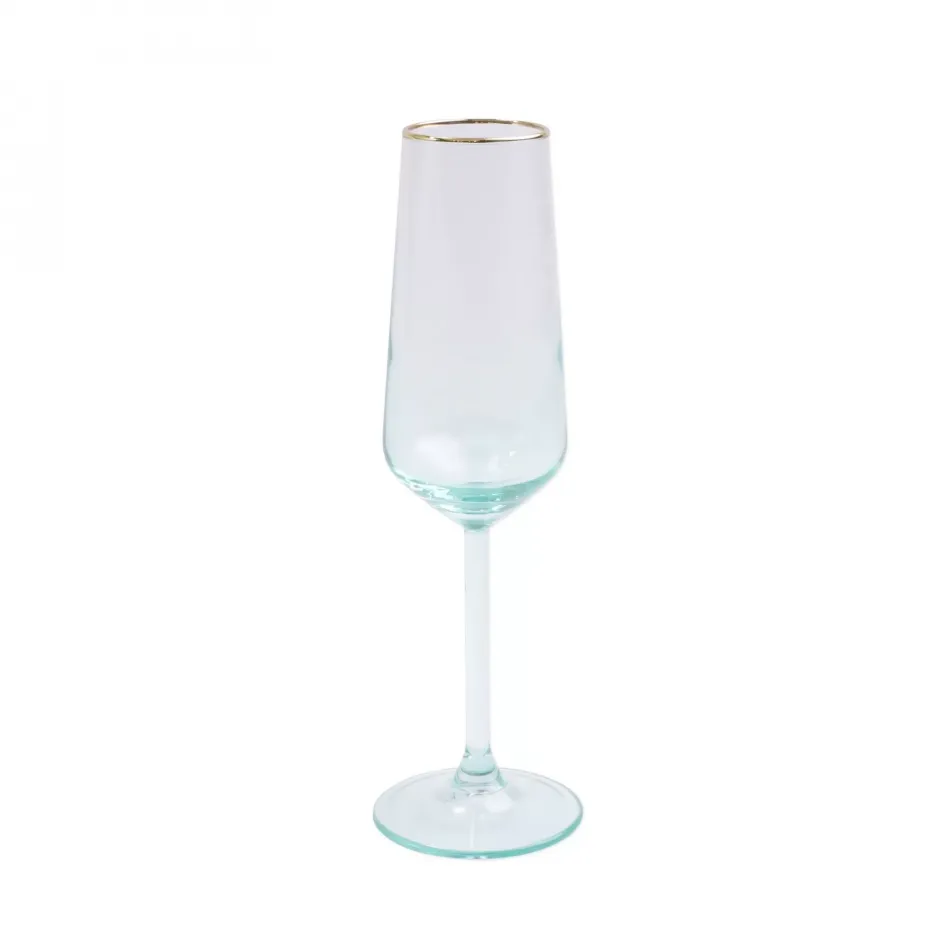 Rainbow Green Champagne Flute 9"H, 6 oz