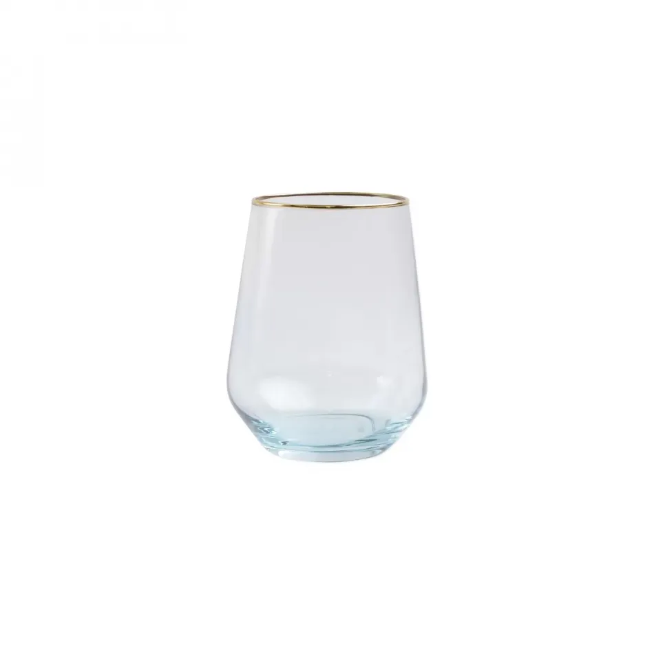 Rainbow Turquoise Stemless Wine Glass 4.25"H, 14 oz