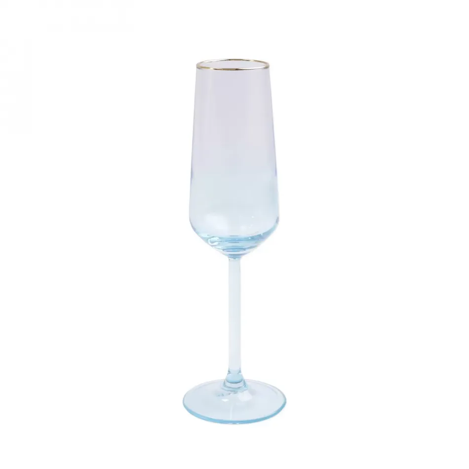 Rainbow Turquoise Champagne Flute 9"H, 6 oz