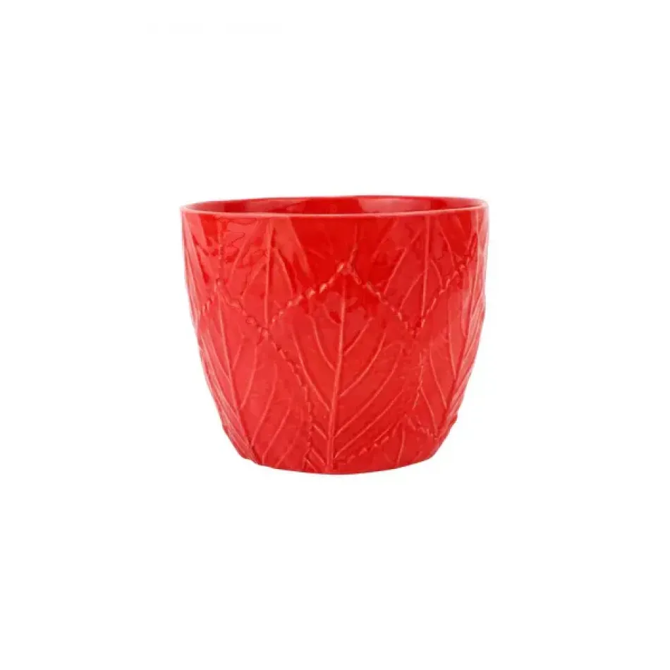 Viva Garden Red Embossed Leaves Cachepot