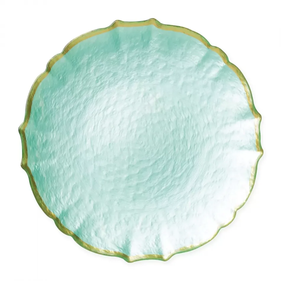 Baroque Glass Aqua Service Plate/Charger 13"D