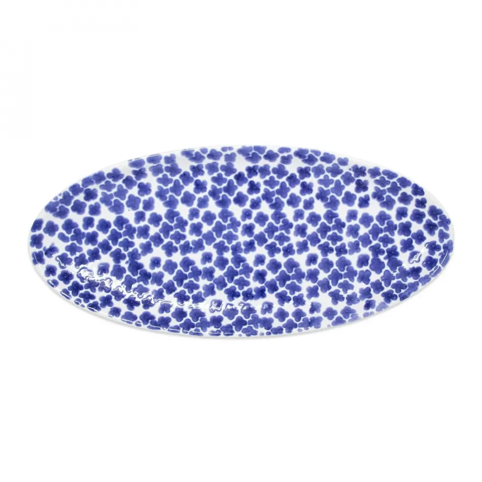Santorini Flower Narrow Oval Platter 15.25"L, 7"W