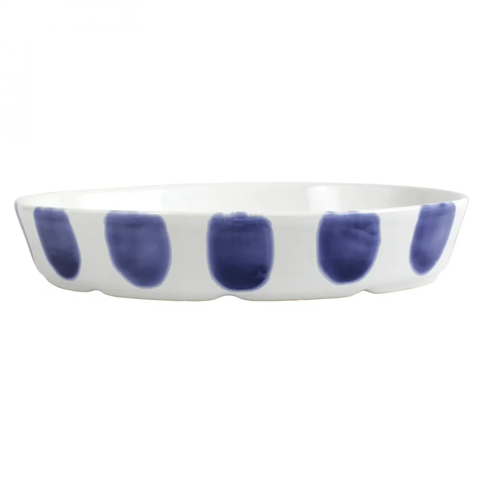 Santorini Dot Oval Baker 12.5"L, 9"W, 2.25"H