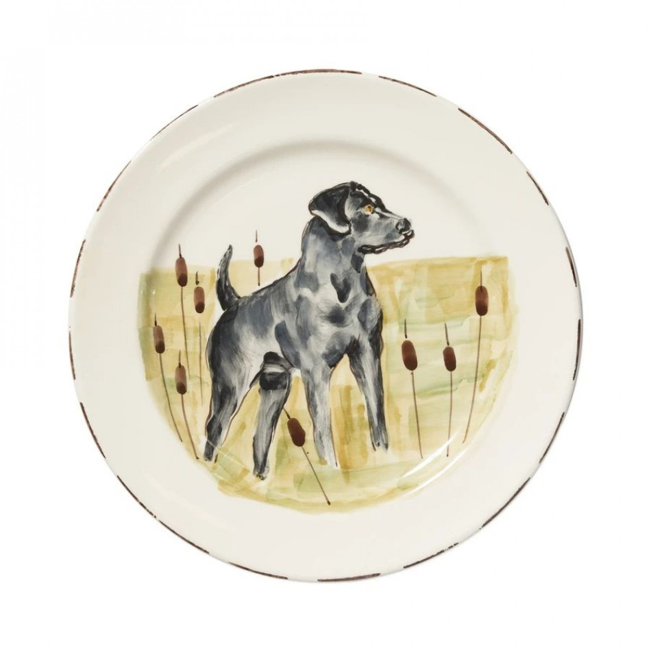 Wildlife Black Hunting Dog Dinner Plate 11"D