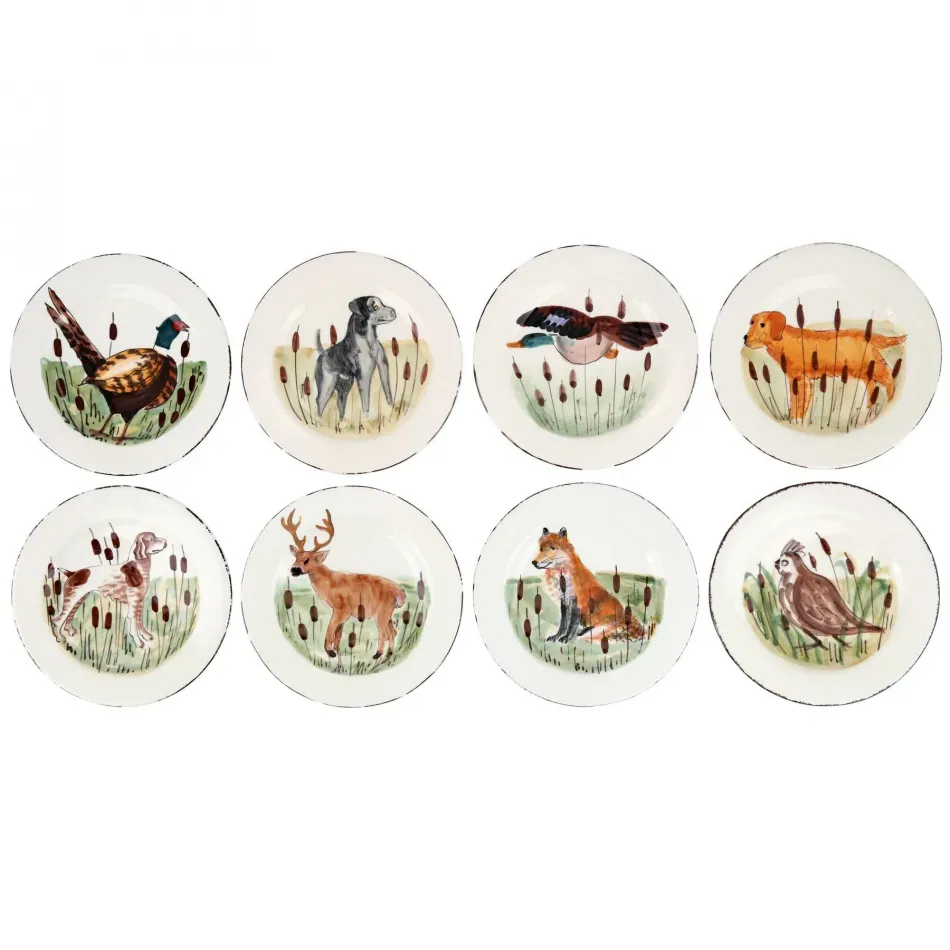 Wildlife Assorted Salad Plates - Set of 8 8.5"D