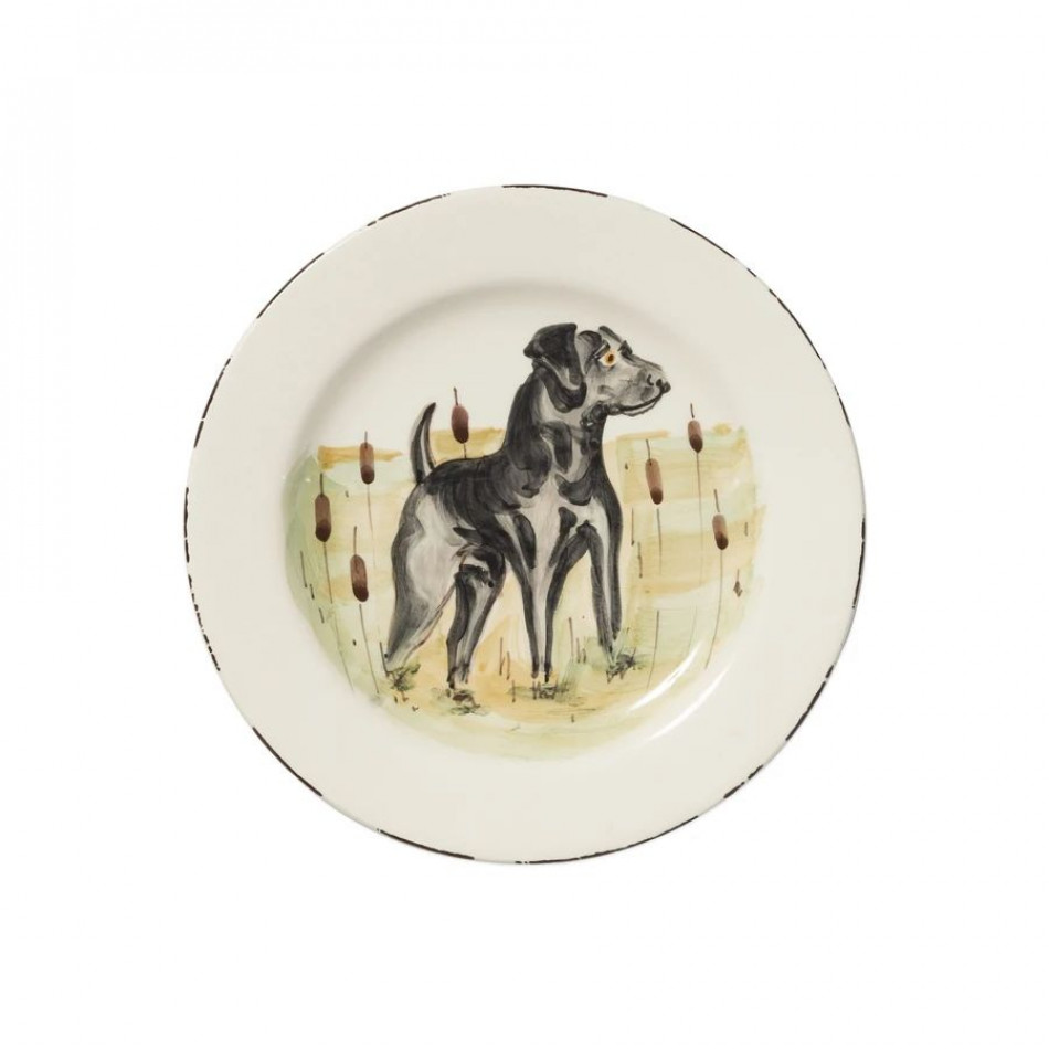 Wildlife Black Hunting Dog Salad Plate 8.5"D