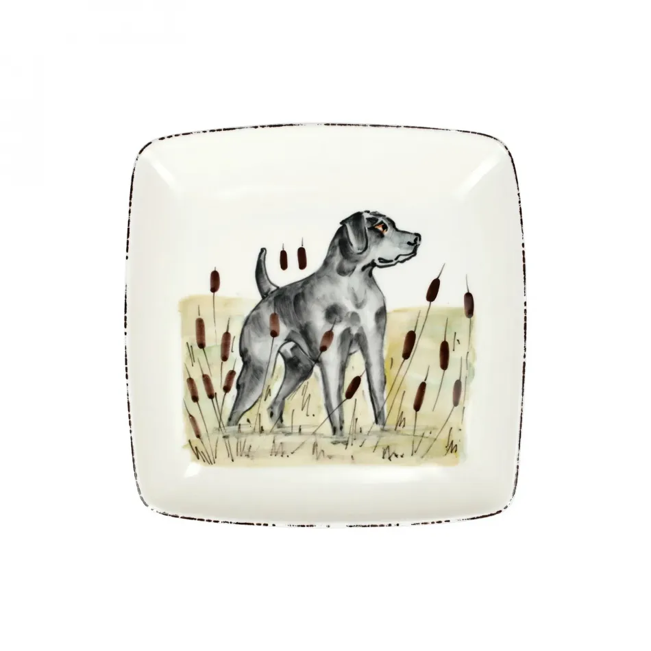 Wildlife Black Hunting Dog Square Platter 12.25"Sq