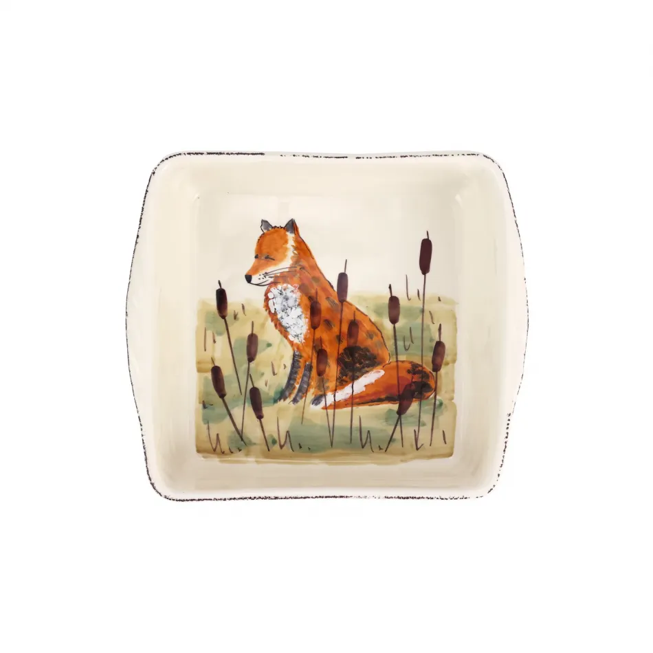 Wildlife Fox Square Baker 10"Sq, 3.25"H, 2.5 Quarts