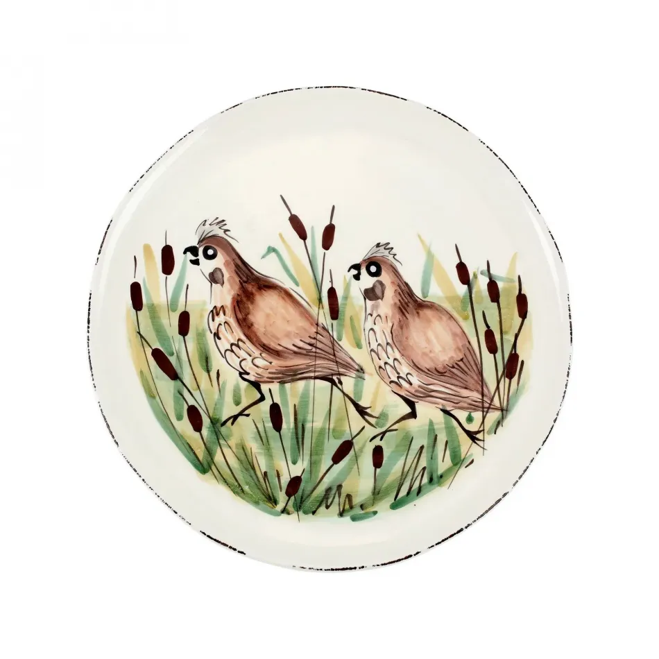 Wildlife Quail Round Platter 14.25"D