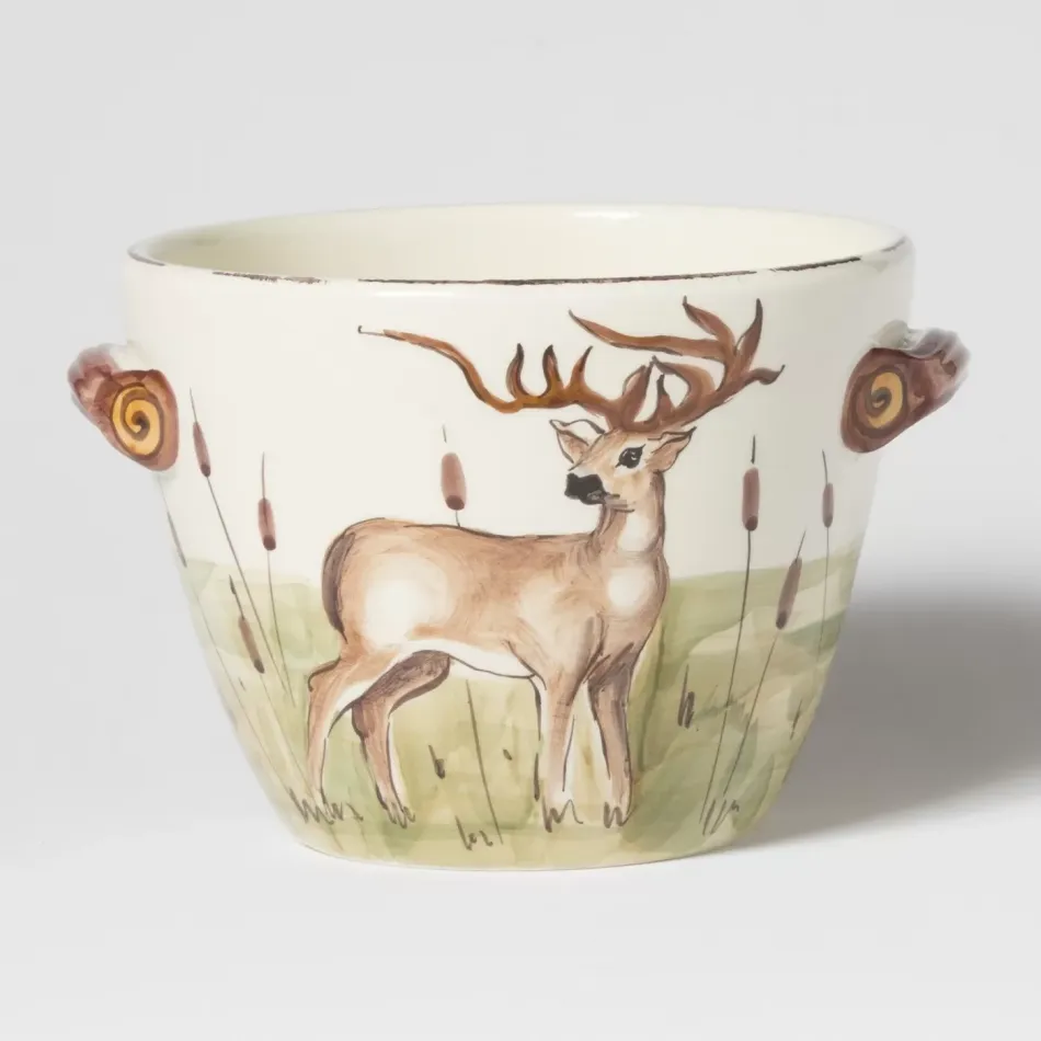 Wildlife Deer Handled Deep Serving Bowl 9.5"D, 6.25"H