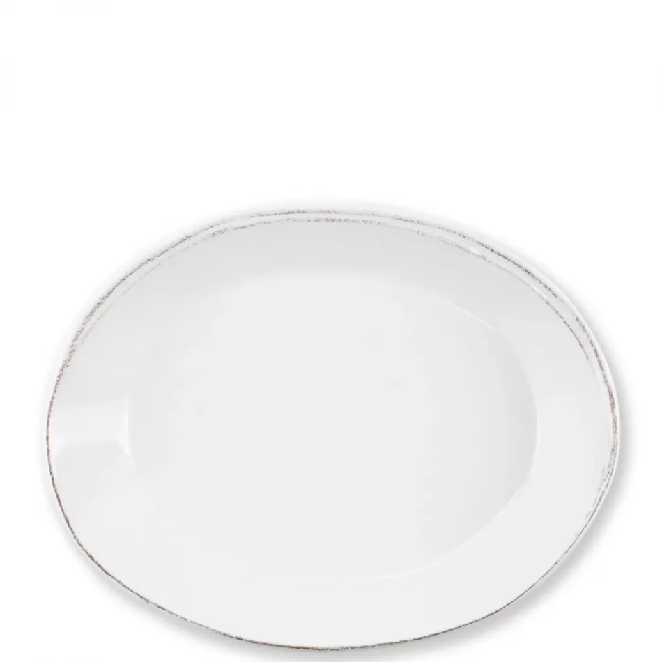 Lastra White Small Oval Baker 10.25"L, 8"W, 1.75"H