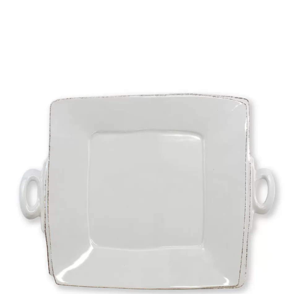 Lastra Light Gray Handled Square Platter 13"Sq