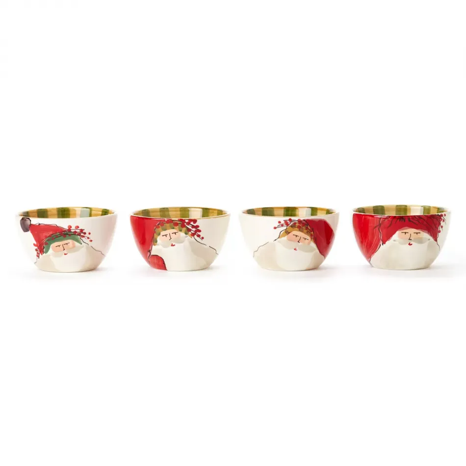 Old St. Nick Assorted Cereal Bowls - Set of 4 5.5"D, 3.25"H