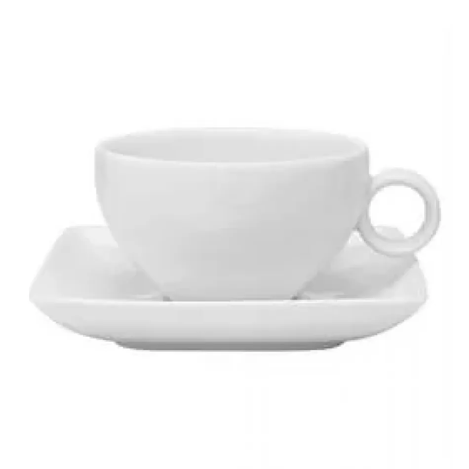 Carre White Tea Cup And Saucer