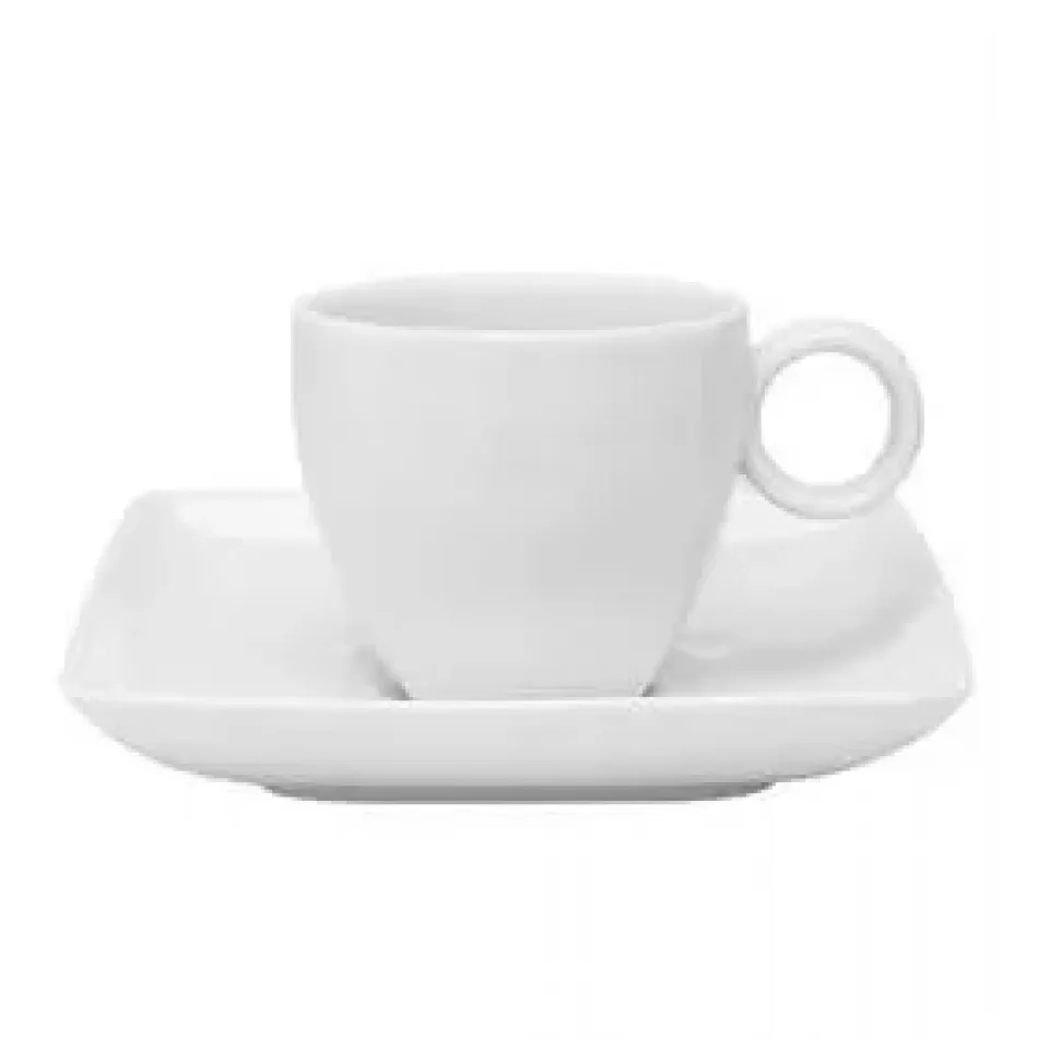 Carre White Coffee Cup & Saucer