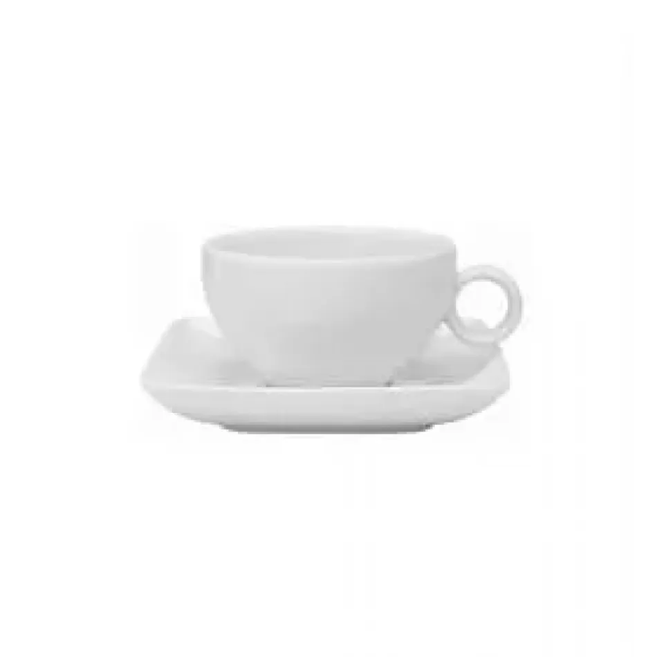 Carre White Breakfast Cup & Saucer