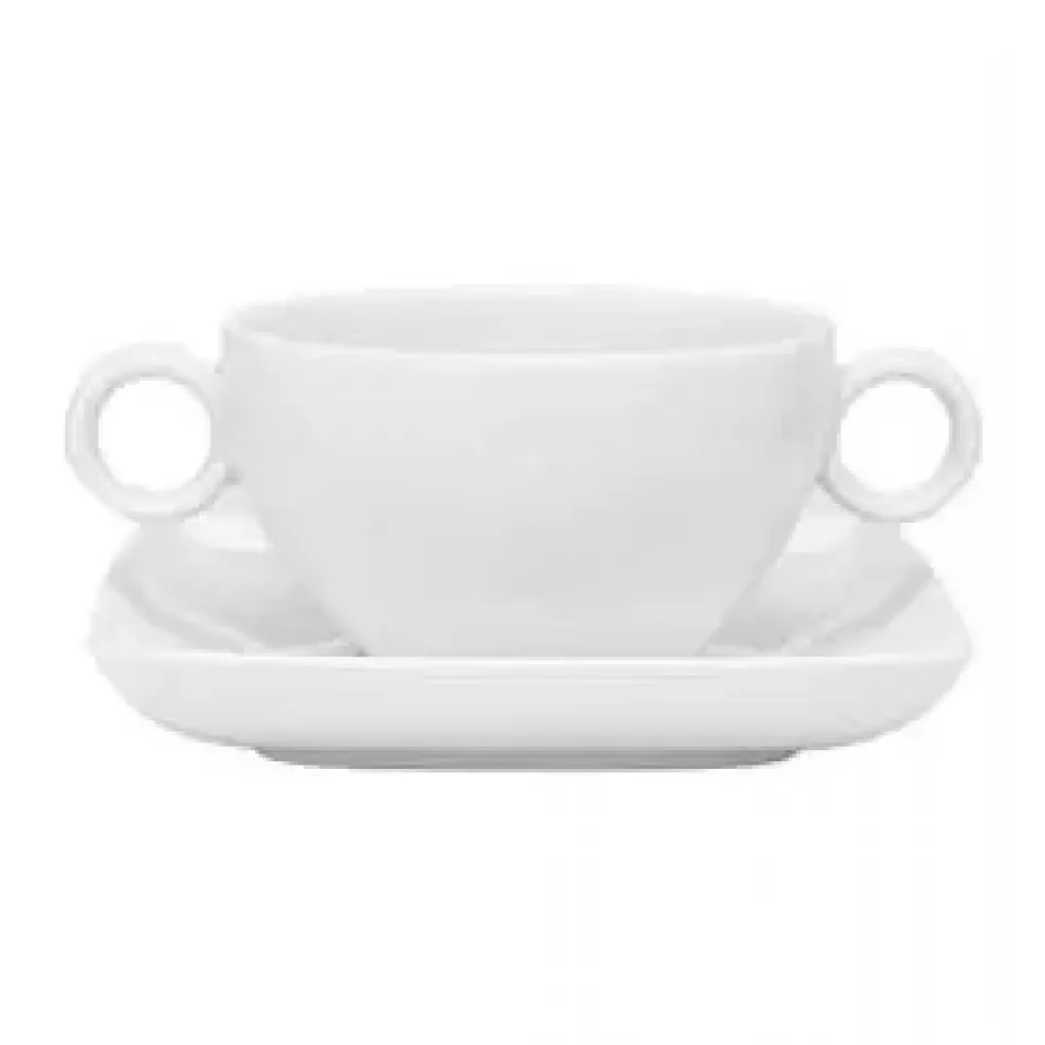 Carre White Consomme Cup & Saucer