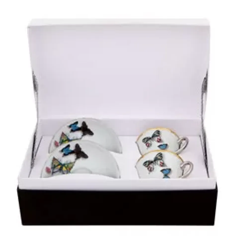 Christian Lacroix Butterfly Parade Set 2 Coffee Cups & Saucers