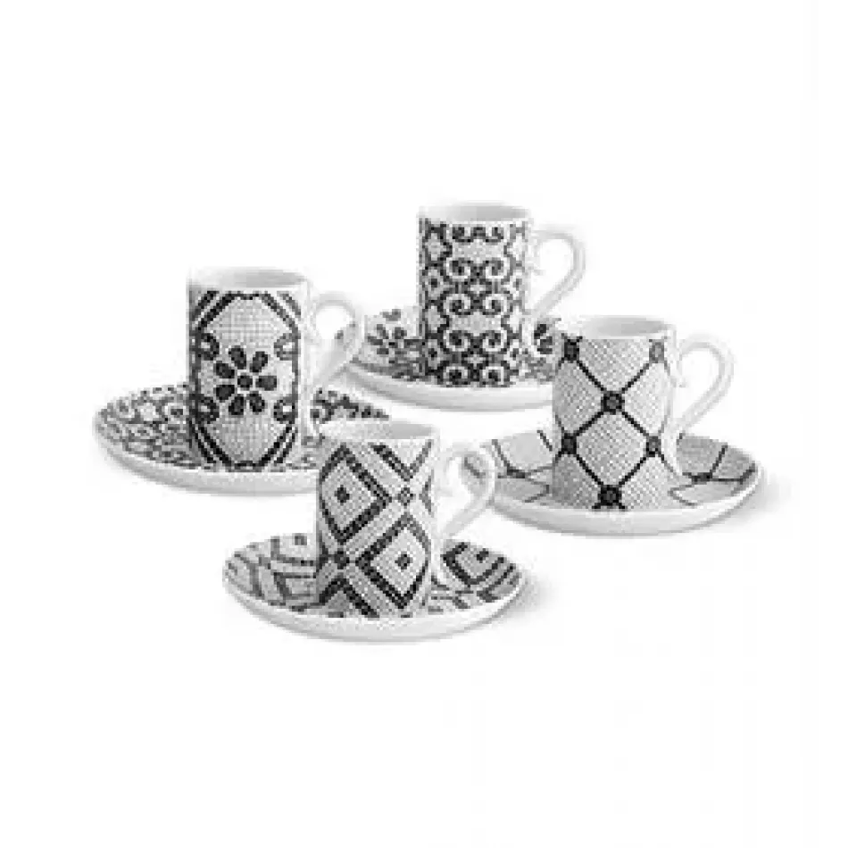 Calcada Portuguesa Set 4 Coffee Cups & Saucers