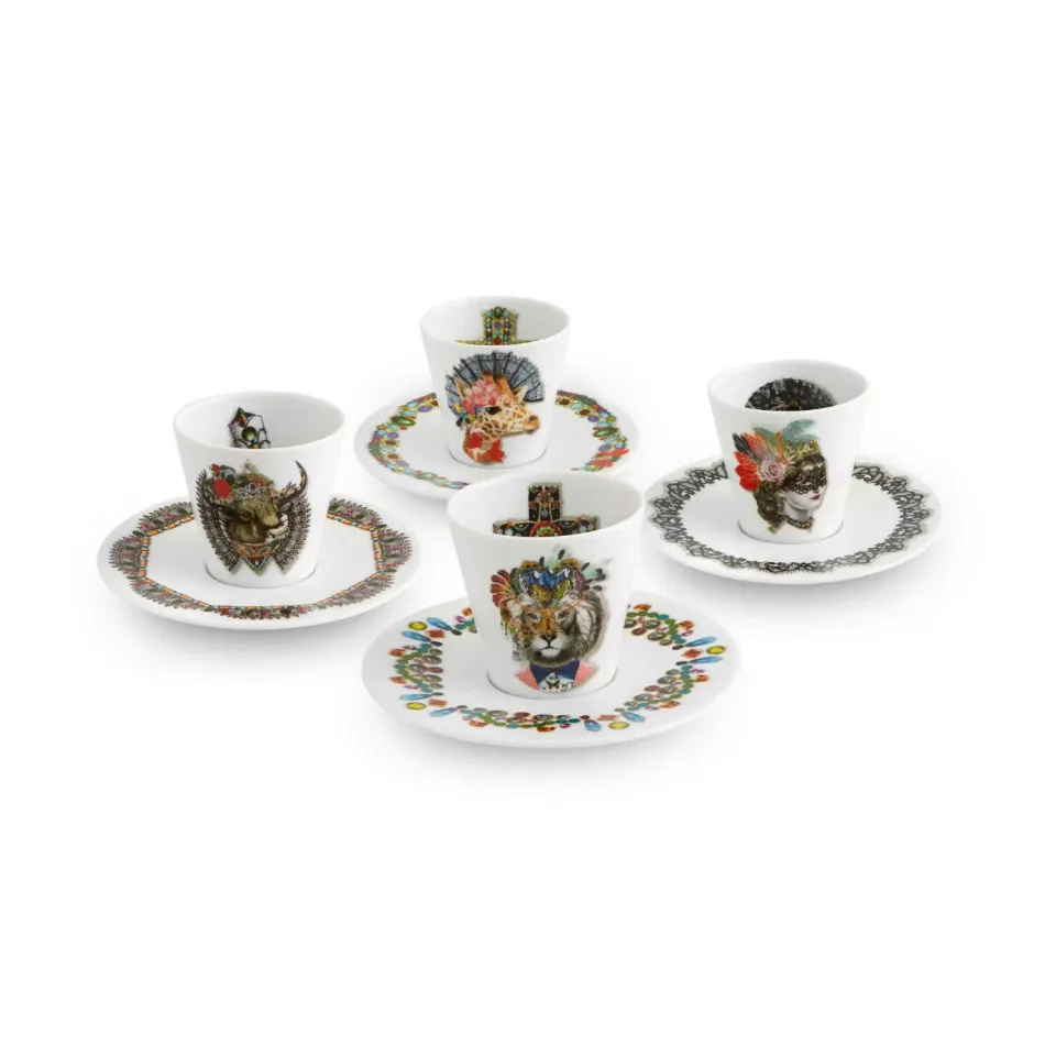 Christian Lacroix Love Who You Want Set Of 4 Espresso Cups And Saucers