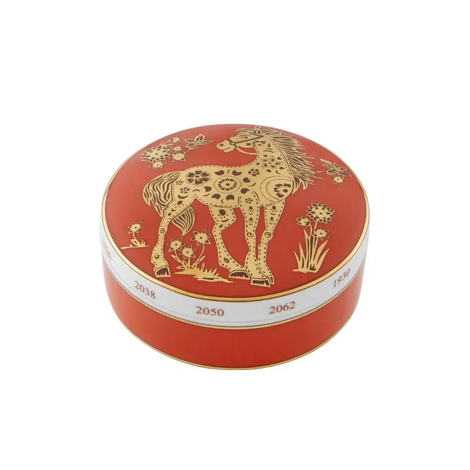 Golden Large Round Box Horse