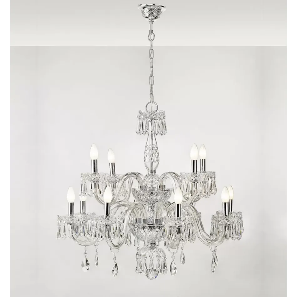 Diamond Chandelier With 2 Levels And 9 Arms (Special Order)